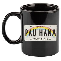 Pau Hana Hawaii License Plate 11oz C Handle Ceramic Mug