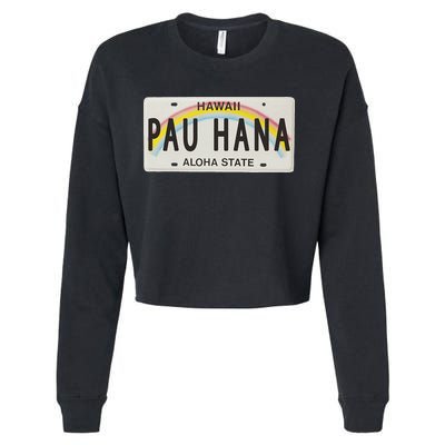 Pau Hana Hawaii License Plate Cropped Pullover Crew