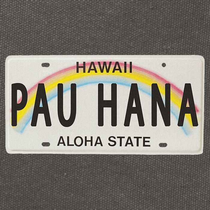 Pau Hana Hawaii License Plate Cotton Canvas Backpack