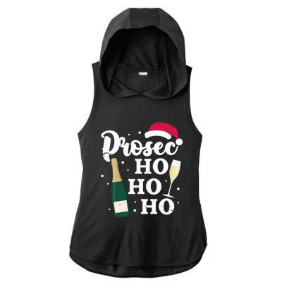 Prosec Ho Ho Ho Funny Presecco Christmas Vacation Meaningful Gift Ladies PosiCharge Tri-Blend Wicking Draft Hoodie Tank