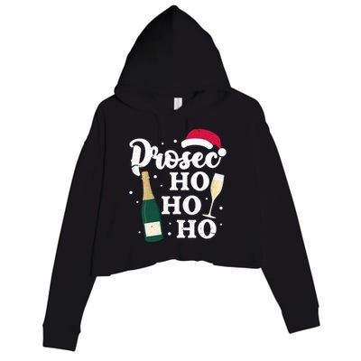 Prosec Ho Ho Ho Funny Presecco Christmas Vacation Meaningful Gift Crop Fleece Hoodie