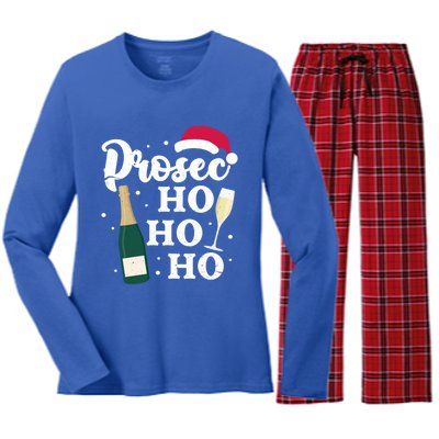 Prosec Ho Ho Ho Funny Presecco Christmas Vacation Meaningful Gift Women's Long Sleeve Flannel Pajama Set 