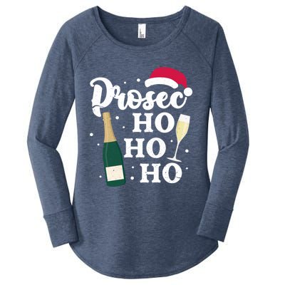 Prosec Ho Ho Ho Funny Presecco Christmas Vacation Meaningful Gift Women's Perfect Tri Tunic Long Sleeve Shirt