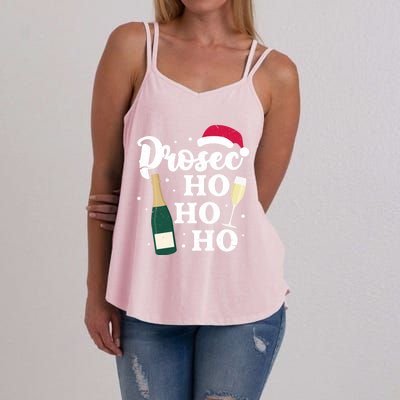 Prosec Ho Ho Ho Funny Presecco Christmas Vacation Meaningful Gift Women's Strappy Tank