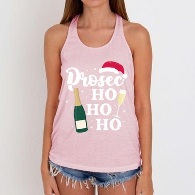 Prosec Ho Ho Ho Funny Presecco Christmas Vacation Meaningful Gift Women's Knotted Racerback Tank