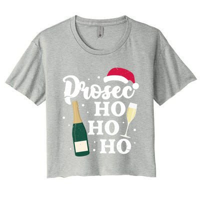 Prosec Ho Ho Ho Funny Presecco Christmas Vacation Meaningful Gift Women's Crop Top Tee