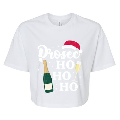 Prosec Ho Ho Ho Funny Presecco Christmas Vacation Meaningful Gift Bella+Canvas Jersey Crop Tee