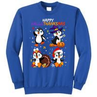 Penguin Happy Hallothanksmas Halloween Thanksgiving Xmas Cute Gift Sweatshirt