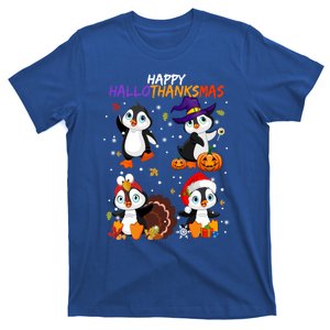 Penguin Happy Hallothanksmas Halloween Thanksgiving Xmas Cute Gift T-Shirt