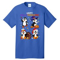 Penguin Happy Hallothanksmas Halloween Thanksgiving Xmas Cute Gift Tall T-Shirt