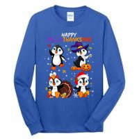 Penguin Happy Hallothanksmas Halloween Thanksgiving Xmas Cute Gift Tall Long Sleeve T-Shirt