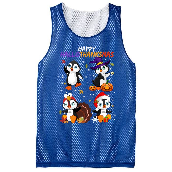 Penguin Happy Hallothanksmas Halloween Thanksgiving Xmas Cute Gift Mesh Reversible Basketball Jersey Tank