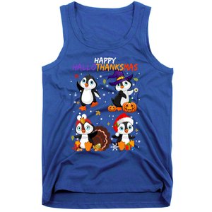 Penguin Happy Hallothanksmas Halloween Thanksgiving Xmas Cute Gift Tank Top