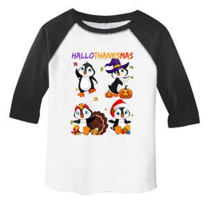 Penguin Happy Hallothanksmas Halloween Thanksgiving Xmas Cute Gift Toddler Fine Jersey T-Shirt