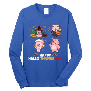 Pig Happy Hallothanksmas Halloween Thanksgiving Xmas Gift Long Sleeve Shirt