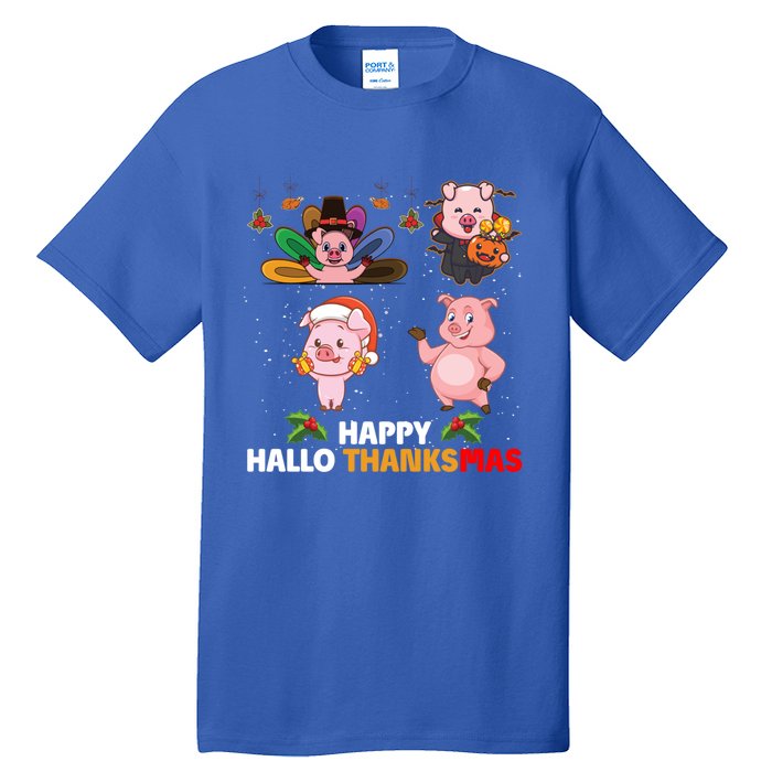 Pig Happy Hallothanksmas Halloween Thanksgiving Xmas Gift Tall T-Shirt