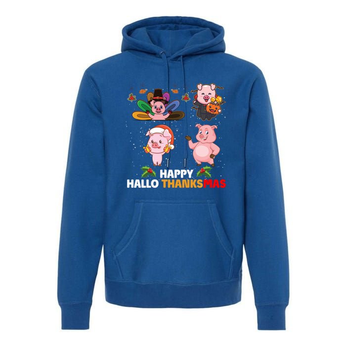 Pig Happy Hallothanksmas Halloween Thanksgiving Xmas Gift Premium Hoodie