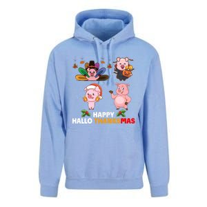 Pig Happy Hallothanksmas Halloween Thanksgiving Xmas Gift Unisex Surf Hoodie