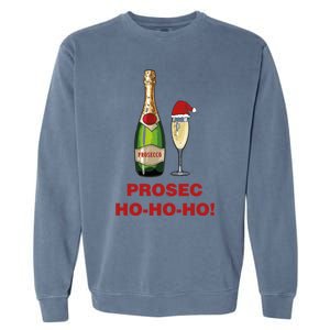 Prosecho Ho Ho Funny Prosecco Christmas Print Cute Gift Garment-Dyed Sweatshirt