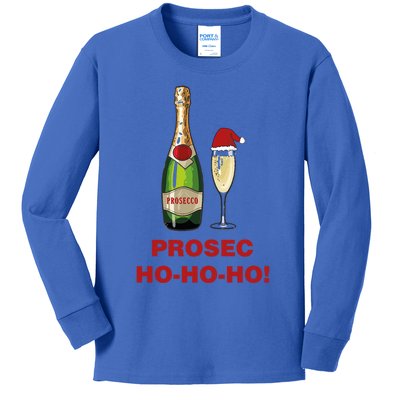 Prosecho Ho Ho Funny Prosecco Christmas Print Cute Gift Kids Long Sleeve Shirt