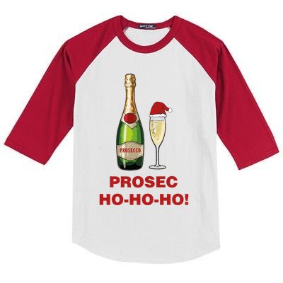 Prosecho Ho Ho Funny Prosecco Christmas Print Cute Gift Kids Colorblock Raglan Jersey