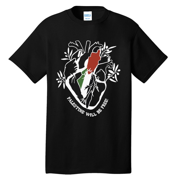 Palestine Heart Human Rights Palestine Free Freedom Palestine Flag Tall T-Shirt