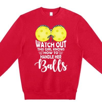 Pickleball Handle Her Balls Premium Crewneck Sweatshirt