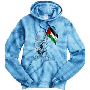 Palestine Hanzala Holding Palestinian Flag Free Palestine Gift Tie Dye Hoodie