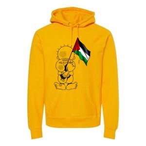 Palestine Hanzala Holding Palestinian Flag Free Palestine Gift Premium Hoodie