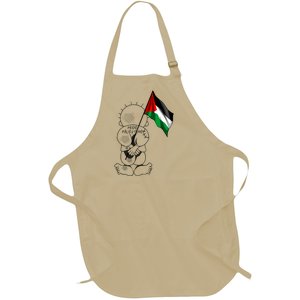 Palestine Hanzala Holding Palestinian Flag Free Palestine Gift Full-Length Apron With Pockets