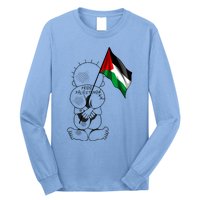 Palestine Hanzala Holding Palestinian Flag Free Palestine Gift Long Sleeve Shirt