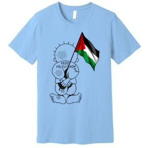 Palestine Hanzala Holding Palestinian Flag Free Palestine Gift Premium T-Shirt