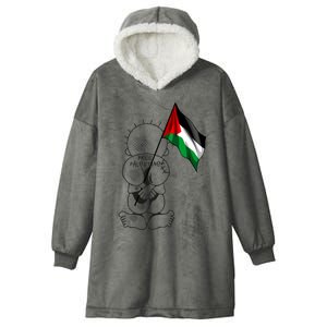 Palestine Hanzala Holding Palestinian Flag Free Palestine Gift Hooded Wearable Blanket