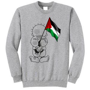 Palestine Hanzala Holding Palestinian Flag Free Palestine Gift Tall Sweatshirt