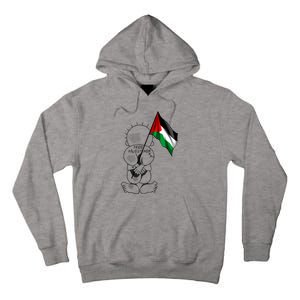 Palestine Hanzala Holding Palestinian Flag Free Palestine Gift Tall Hoodie