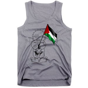 Palestine Hanzala Holding Palestinian Flag Free Palestine Gift Tank Top