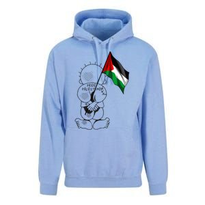 Palestine Hanzala Holding Palestinian Flag Free Palestine Gift Unisex Surf Hoodie