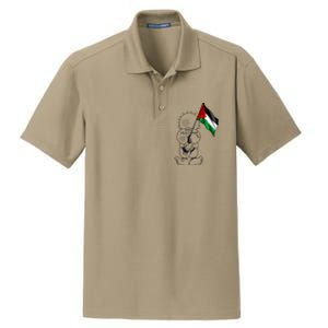 Palestine Hanzala Holding Palestinian Flag Free Palestine Gift Dry Zone Grid Polo