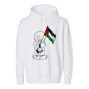 Palestine Hanzala Holding Palestinian Flag Free Palestine Gift Garment-Dyed Fleece Hoodie