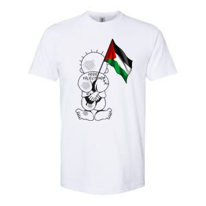 Palestine Hanzala Holding Palestinian Flag Free Palestine Gift Softstyle CVC T-Shirt