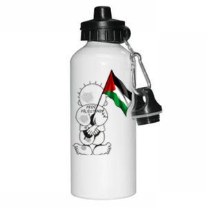 Palestine Hanzala Holding Palestinian Flag Free Palestine Gift Aluminum Water Bottle