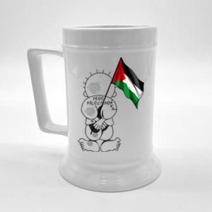 Palestine Hanzala Holding Palestinian Flag Free Palestine Gift Beer Stein