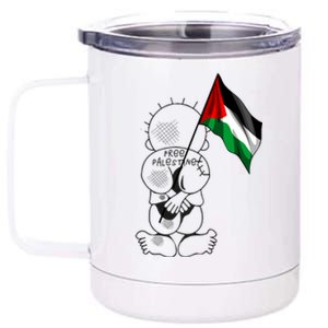 Palestine Hanzala Holding Palestinian Flag Free Palestine Gift 12 oz Stainless Steel Tumbler Cup