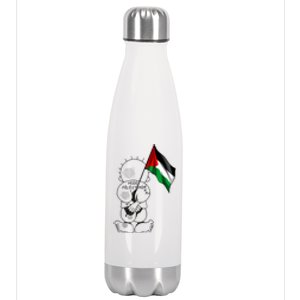 Palestine Hanzala Holding Palestinian Flag Free Palestine Gift Stainless Steel Insulated Water Bottle