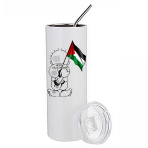 Palestine Hanzala Holding Palestinian Flag Free Palestine Gift Stainless Steel Tumbler