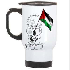 Palestine Hanzala Holding Palestinian Flag Free Palestine Gift Stainless Steel Travel Mug