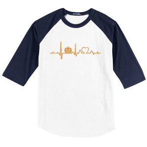 Pumpkin Heartbeat Halloween Baseball Sleeve Shirt