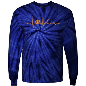 Pumpkin Heartbeat Halloween Tie-Dye Long Sleeve Shirt