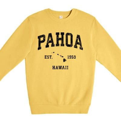 Pahoa Hawaii Hi Vintage Athletic Established Premium Crewneck Sweatshirt