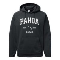 Pahoa Hawaii Hi Vintage Athletic Established Performance Fleece Hoodie